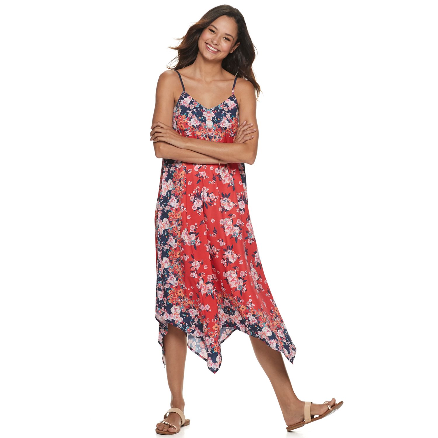 Junior Handkerchief Hem Beaded Dress